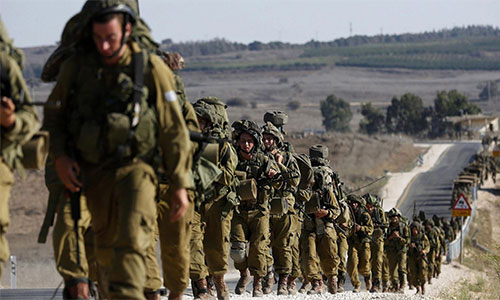 militares del ejército de ocupación israelí El régimen sionista decide reforzar sus tropas en la frontera de Gaza